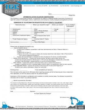 Fillable Online Affirmative Action Voluntary Identification Form Fax