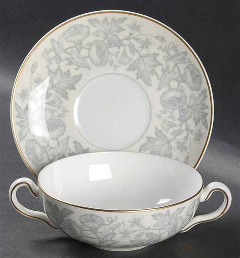 Wildflower Ivory Flat Cream Soup Bowl Saucer Set By Wedgwood