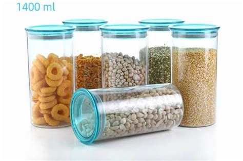 White Plain 1400ml Plastic Round Airtight Container For Food Storage