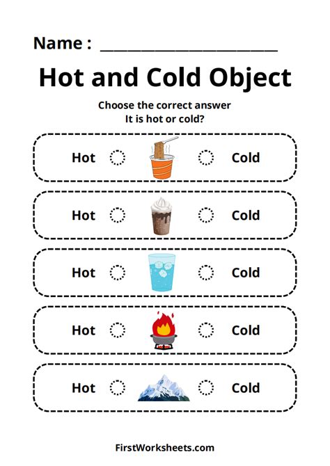 Hot And Cold Worksheets FirstWorksheets