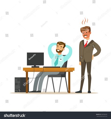 Angry Boss Yelling Employee Colorful Cartoon Stock Vector (Royalty Free ...