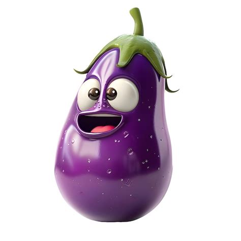 Premium Psd 3d Eggplant Emoji Transparent Background Funny Face 3d