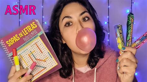 Asmr Llenando Sopa De Letras Y Masticando Chicle O Goma De Mascar Youtube