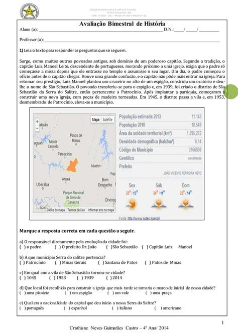 Avaliação bimestral história 2º b PDF