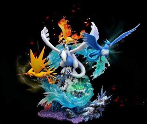 Pokemon Legendary Birds Lugia Moltres Articuno Zapdos Resin Statue