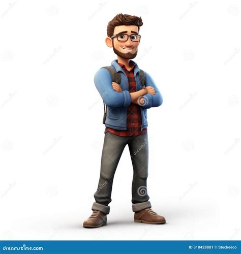 Pixar Style 3d Male Character on White Isolated Background Stock ...