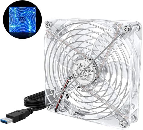 ELUTENG Transparent USB Ventilator 120mm Ultra Leise USB Lüfter mit