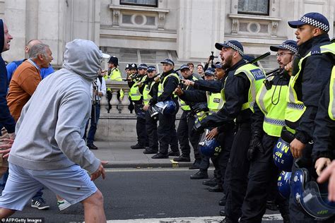 Hundreds Of Angry Pro And Anti Brexit Protesters Clash Outside