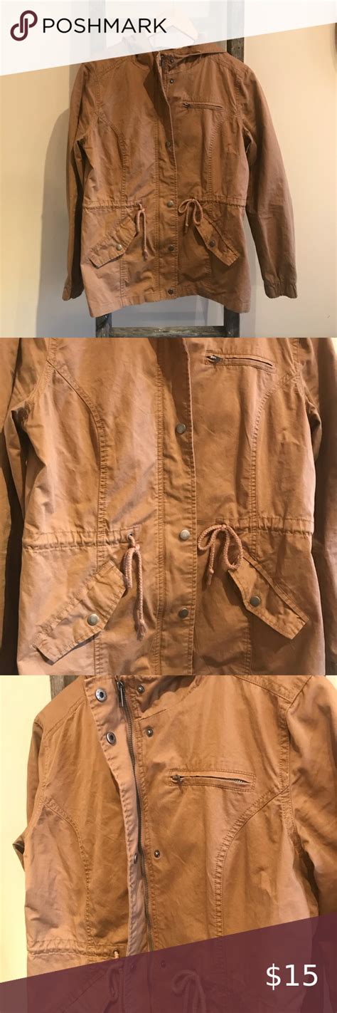 Forever Womens Tan Hooded Utility Jacket Forever Women