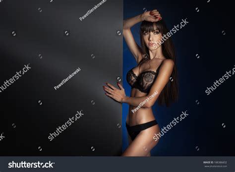 Sensual Brunette Woman Posing Black Sensual Stock Photo 188386832 Shutterstock
