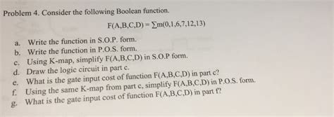 Solved Consider The Following Boolean Function F A B C Chegg