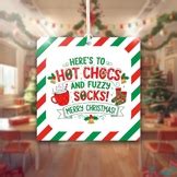 Hot Chocolate Fuzzy Socks Gift Tag Christmas Printable Label By