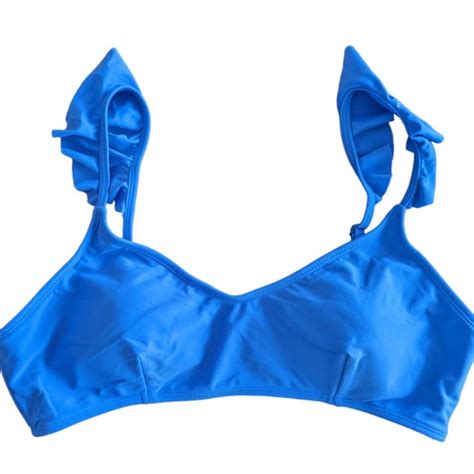 No Boundaries Swim Womens No Boundaries Ruffle Strap Bikini Top Blue Size Xl Poshmark
