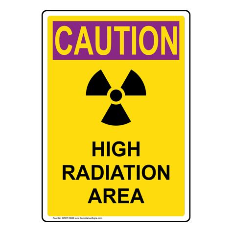 Portrait OSHA High Radiation Area Sign With Symbol OREP 3680