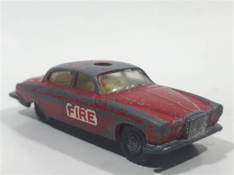 Vintage Husky Jaguar Mk 10 Fire Chief Red Die Cast Toy Car Vehicle