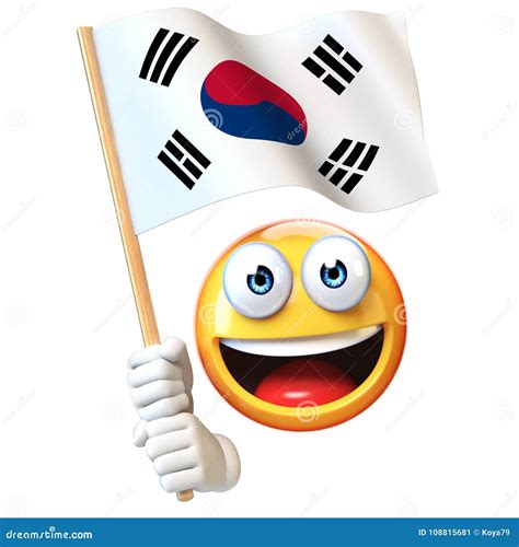 Emoji Holding South Korean Flag, Emoticon Waving National Flag of South ...