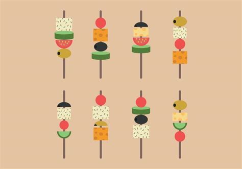 Skewered Appetizers Vector Art At Vecteezy