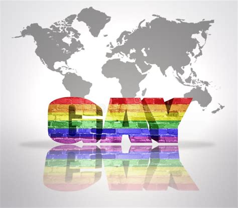 Gay De La Palabra Con La Bandera Del Arco Iris Stock de ilustración Ilustración de lifestyle