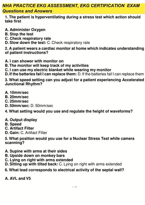 Nha Practice Ekg Assessment Ekg Certification Exam Questions And Answers Nha Ekg Stuvia Us