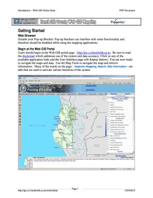 Fillable Online Gis Co Humboldt Ca Humboldt Gis User Guide Form Fax