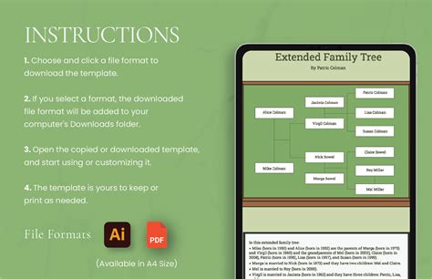 Extended Family Family Tree Template - PDF, Illustrator | Template.net