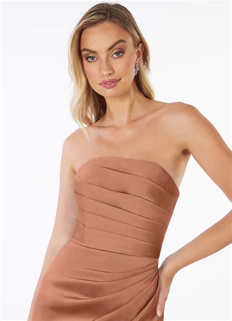 Bronzer Azazie Lexie Stretch Satin Dress Bridesmaid Dresses Azazie