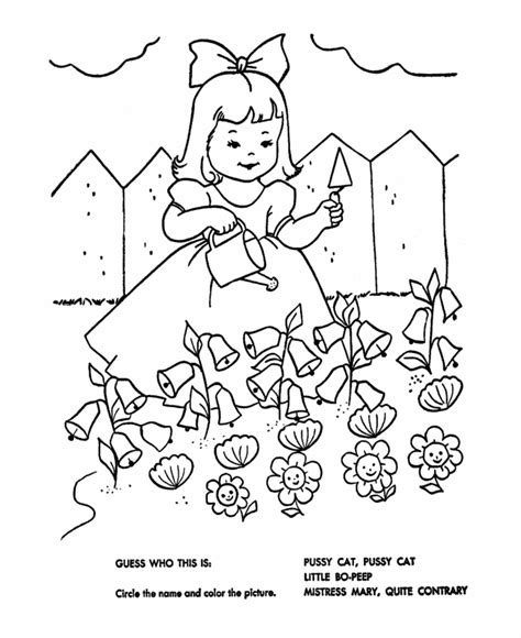 Mary Mary Quite Contrary Colouring Pages Coloring Home