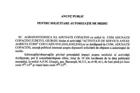 Anun Public Pentru Solicitare Autoriza Ie De Mediu Eveniment Gr