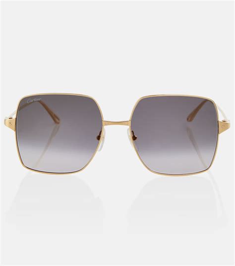 Santos De Cartier Square Sunglasses In Black Cartier Eyewear Collection Mytheresa