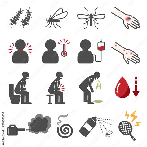 Dengue Fever , Dengue Hemorrhagic Fever Icon Set , Vector Illustrator ...