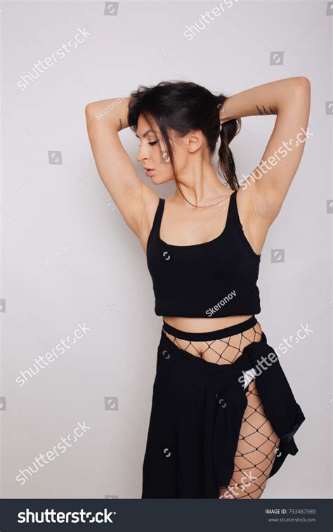 Sexy Brunette Girl Slender Figure Posing Stock Photo 793487989 Shutterstock