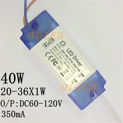 2 Sztuk 20W 30W 40W LED Sterownik 20 36x1W 350mA DC60 120V Wysokiej