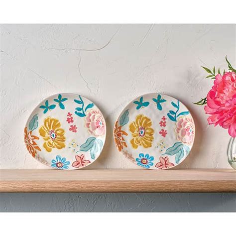 Hand Painted Floral Plates Set Of Two Bas Bleu