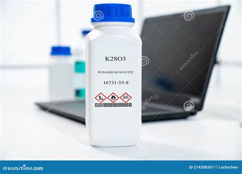 K2SO3 Potassium Sulfite CAS 16731-55-8 Chemical Substance in White Plastic Laboratory Packaging ...