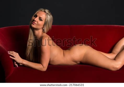 Beautiful Nude Czech Blonde On Red Stock Photo 217066531 Shutterstock