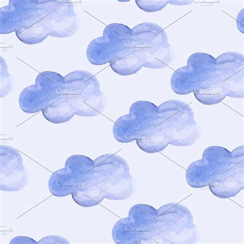 Vector Seamless Cloudy Pattern Water Sky Wallpaper Square Soft Vibrant