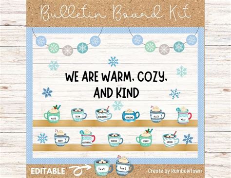 Winter Bulletin Board Kit Hot Cocoa Classroom Decor Printable Etsy Winter Bulletin Boards