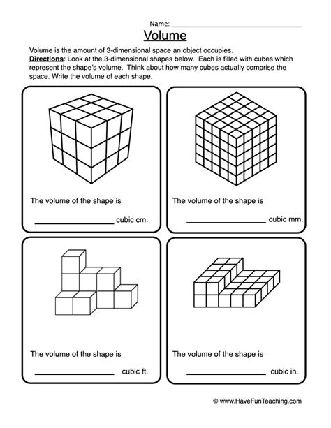 Volume Cubes Worksheet Have Fun Teaching