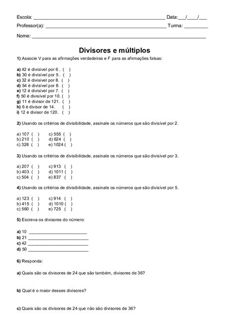 Exercicio Multiplos E Divisores BRAINCP