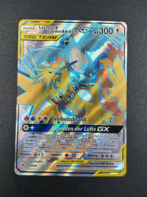 Pokemon Karte Lavados Zapdos Arktos Gx Full Art Holo Nm