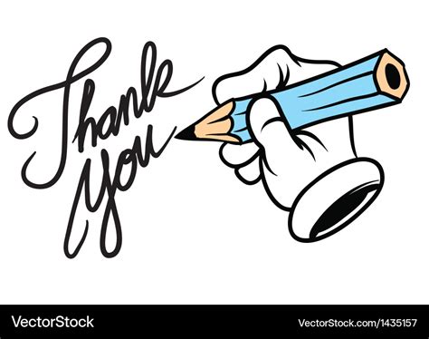 Cartoon hand writing thank you Royalty Free Vector Image