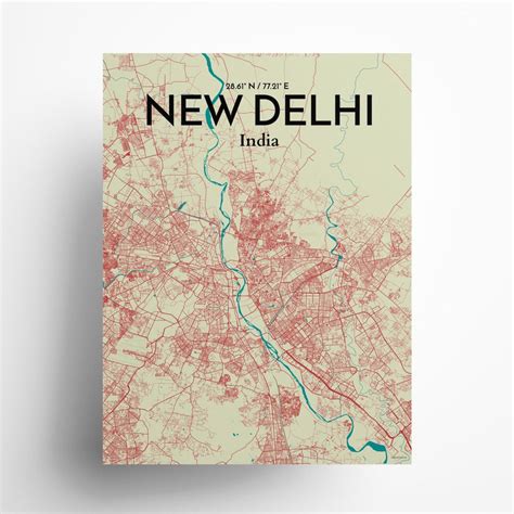 New Delhi City Map, Art Print, Wall Decor - OurPoster.com