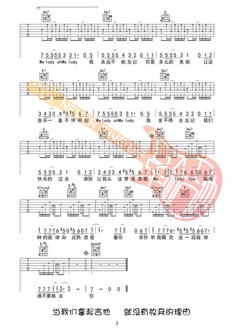 Melody吉他谱陶喆c调指法原版六线谱吉他弹唱教学 酷琴谱