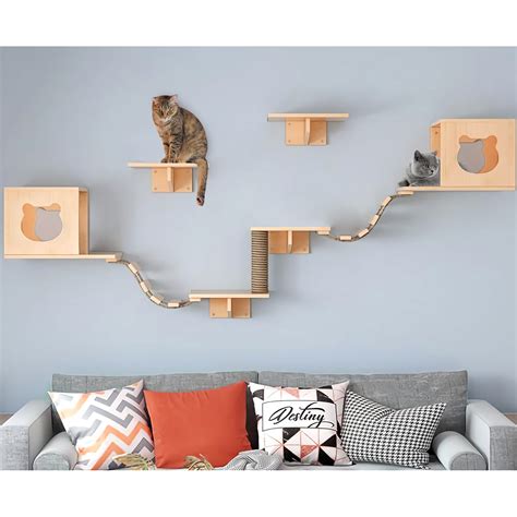 Buy Cat Wall Shelves And Perches Set Floating Cat Wood Climb Furniture