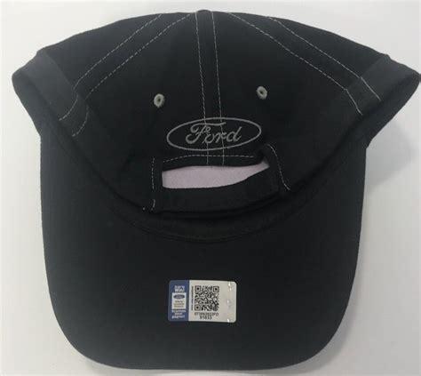 Ford Mustang Hat Cap Black W Gray Pony Emblem Logo Stripes