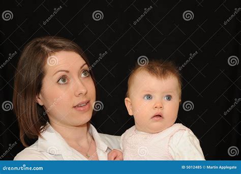 Portrait Of Mother And Baby Stock Image Image Of Curiously Brunette