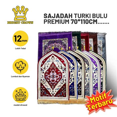 Jual Bright Crown Sajadah Turki Hitam Premium Tebal Sajadah Tebal Empuk