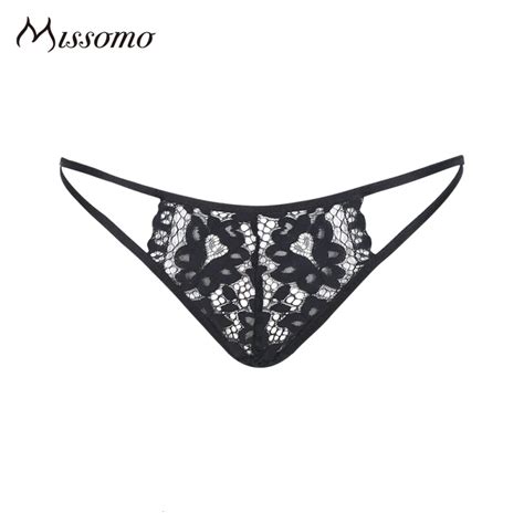 Missomo 2017 Fashion Solid Women Black Sexy Lace Panties Hollow Out