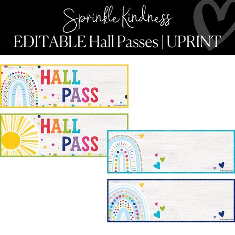 Printable And Editable Hall Passes Rainbow Classroom Decor