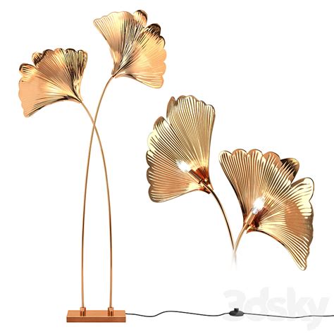 Cb2 Ginkgo Brass Sculptural Floor Lamp Floor Lamp 3d Model